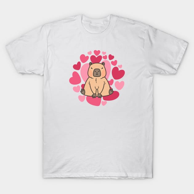 Capybara Loves with Lot of Hearts T-Shirt by Art by Biyan